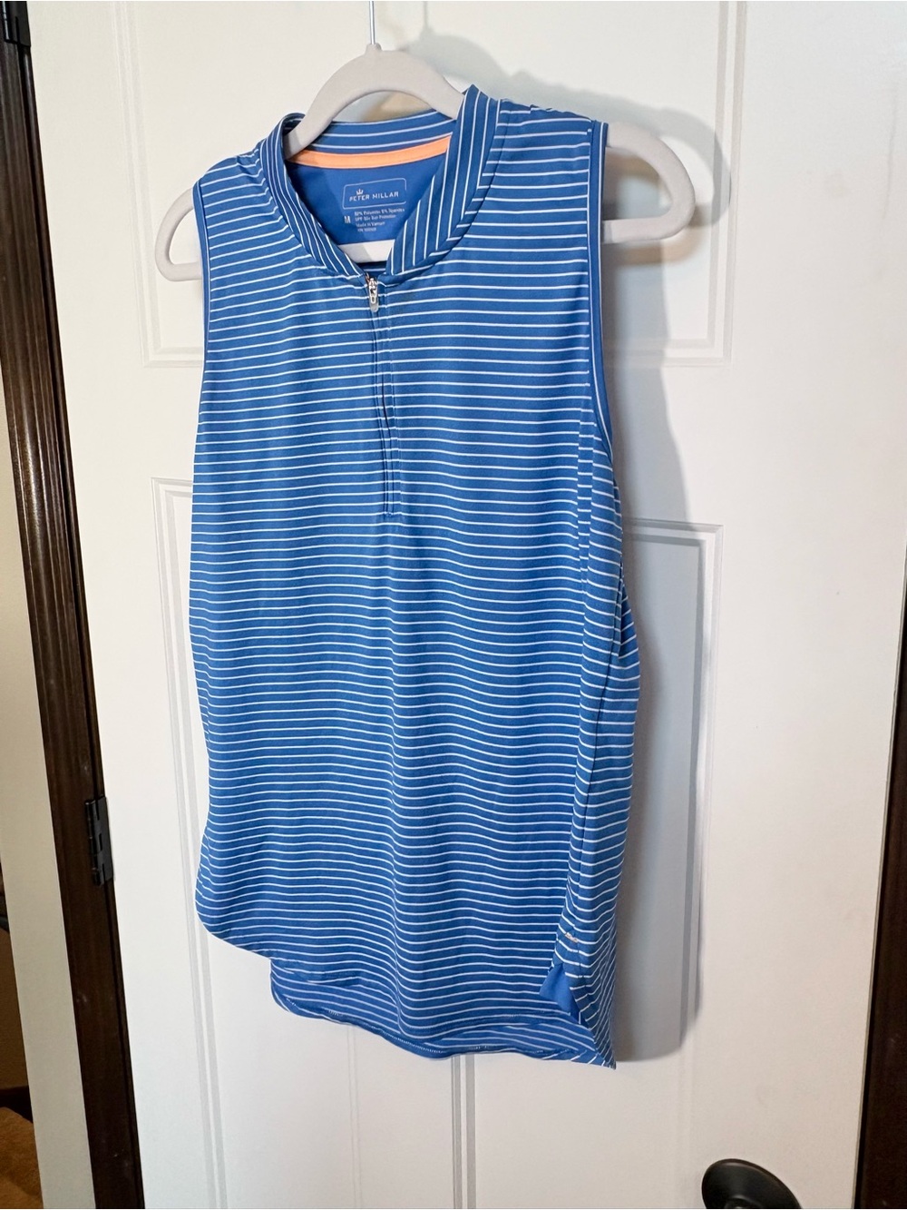 Peter Millar Women's Vista Stripe Shirley Sleeveless Quarter Zip Golf Polo Med - Picture 2 of 13